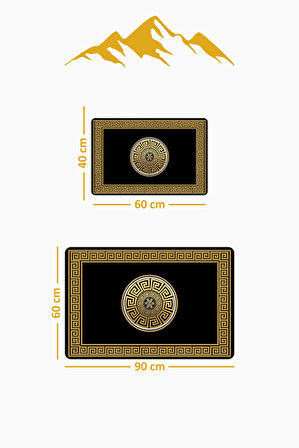 Yıkanabilir Kaymaz Tabanlı Modern Desenli 2'li Banyo Paspas Takımı BPS0009