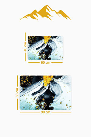 Yıkanabilir Kaymaz Tabanlı Modern Desenli 2'li Banyo Paspas Takımı BPS0010