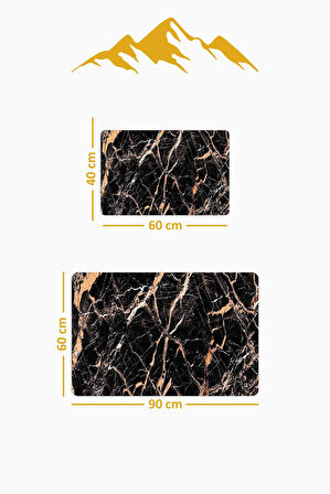 Yıkanabilir Kaymaz Tabanlı Modern Desenli 2'li Banyo Paspas Takımı BPS0012