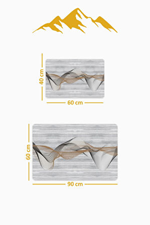 Yıkanabilir Kaymaz Tabanlı Modern Desenli 2'li Banyo Paspas Takımı BPS0013