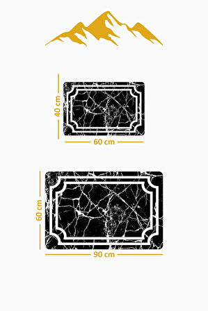 Yıkanabilir Kaymaz Tabanlı Modern Desenli 2'li Banyo Paspas Takımı BPS0015