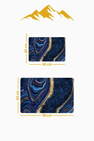 Yıkanabilir Kaymaz Tabanlı Modern Desenli 2'li Banyo Paspas Takımı BPS0017