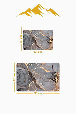 Yıkanabilir Kaymaz Tabanlı Modern Desenli 2'li Banyo Paspas Takımı BPS0019