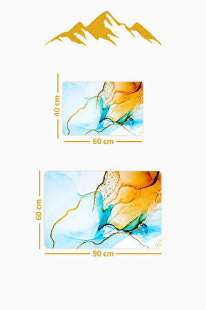 Yıkanabilir Kaymaz Tabanlı Modern Desenli 2'li Banyo Paspas Takımı BPS0023