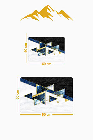 Yıkanabilir Kaymaz Tabanlı Modern Desenli 2'li Banyo Paspas Takımı BPS0027