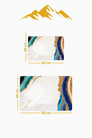 Yıkanabilir Kaymaz Tabanlı Modern Desenli 2'li Banyo Paspas Takımı BPS0028