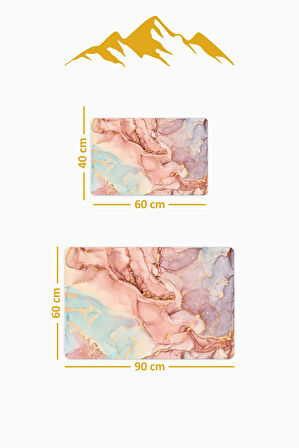 Yıkanabilir Kaymaz Tabanlı Modern Desenli 2'li Banyo Paspas Takımı BPS0034