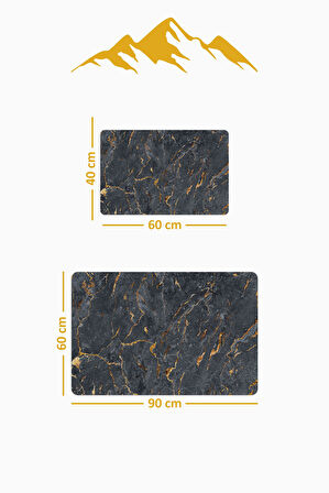 Yıkanabilir Kaymaz Tabanlı Modern Desenli 2'li Banyo Paspas Takımı BPS0037