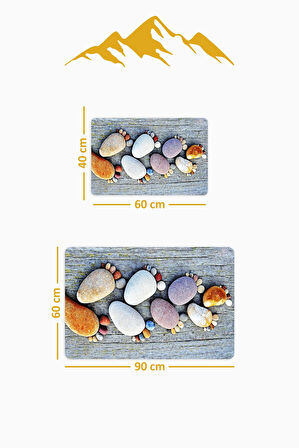 Yıkanabilir Kaymaz Tabanlı Modern Desenli 2'li Banyo Paspas Takımı BPS0038