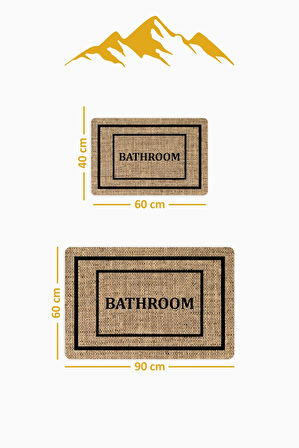 Yıkanabilir Kaymaz Tabanlı Modern Desenli 2'li Banyo Paspas Takımı BPS0039