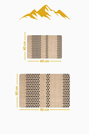 Yıkanabilir Kaymaz Tabanlı Modern Desenli 2'li Banyo Paspas Takımı BPS0040