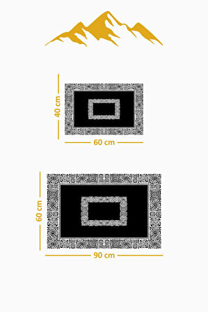 Yıkanabilir Kaymaz Tabanlı Modern Desenli 2'li Banyo Paspas Takımı BPS0043