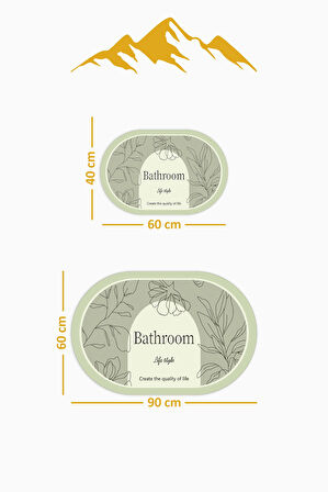Yıkanabilir Kaymaz Tabanlı Modern Desenli 2'li Banyo Paspas Takımı OBPS0001