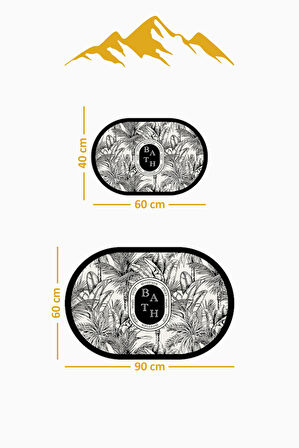 Yıkanabilir Kaymaz Tabanlı Modern Desenli 2'li Banyo Paspas Takımı OBPS0002