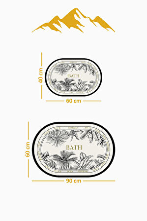 Yıkanabilir Kaymaz Tabanlı Modern Desenli 2'li Banyo Paspas Takımı OBPS0003