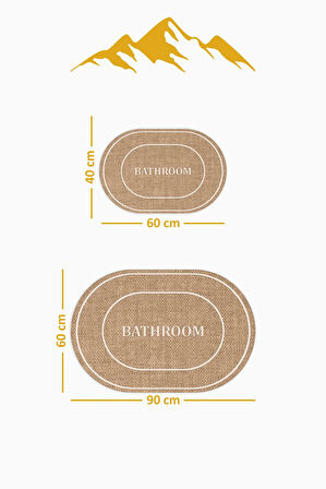 Yıkanabilir Kaymaz Tabanlı Modern Desenli 2'li Banyo Paspas Takımı OBPS0004