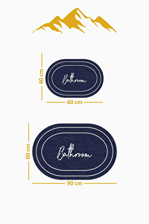 Yıkanabilir Kaymaz Tabanlı Modern Desenli 2'li Banyo Paspas Takımı OBPS0005