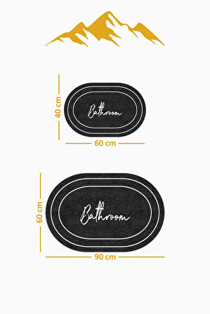 Yıkanabilir Kaymaz Tabanlı Modern Desenli 2'li Banyo Paspas Takımı OBPS0006