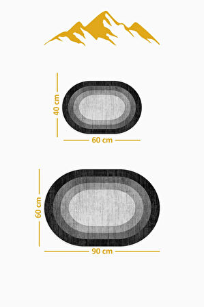 Yıkanabilir Kaymaz Tabanlı Modern Desenli 2'li Banyo Paspas Takımı OBPS0007