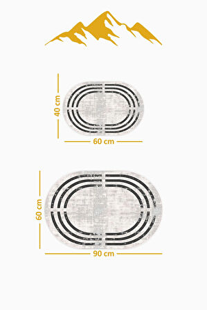 Yıkanabilir Kaymaz Tabanlı Modern Desenli 2'li Banyo Paspas Takımı OBPS0008