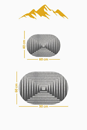 Yıkanabilir Kaymaz Tabanlı Modern Desenli 2'li Banyo Paspas Takımı OBPS0009