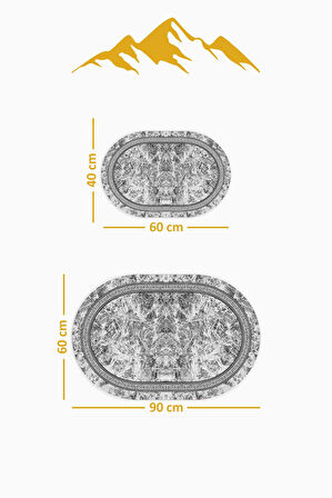 Yıkanabilir Kaymaz Tabanlı Modern Desenli 2'li Banyo Paspas Takımı OBPS0010