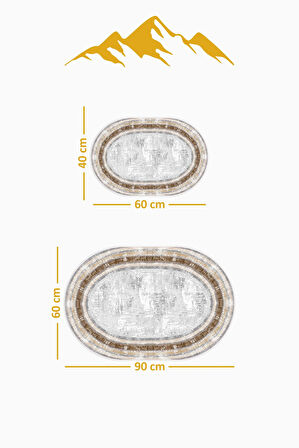 Yıkanabilir Kaymaz Tabanlı Modern Desenli 2'li Banyo Paspas Takımı OBPS0013
