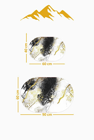 Yıkanabilir Kaymaz Tabanlı Modern Desenli 2'li Banyo Paspas Takımı OBPS0014