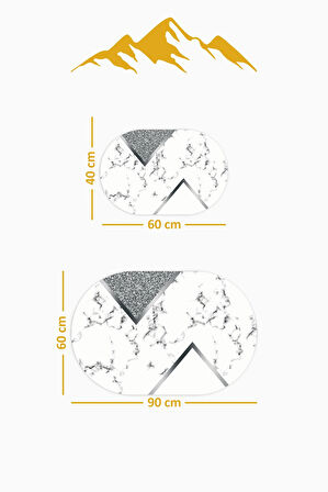 Yıkanabilir Kaymaz Tabanlı Modern Desenli 2'li Banyo Paspas Takımı OBPS0015