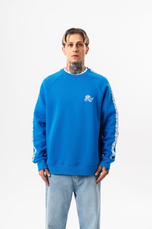 Erkek Empire Of Res Nakışlı Oversize Sweatshirt Mavi