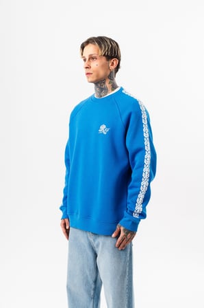 Erkek Empire Of Res Nakışlı Oversize Sweatshirt Mavi