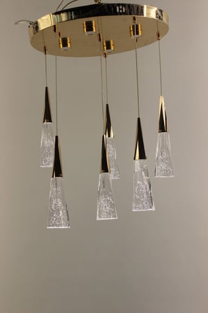 Lüks Gold Çemberli Seri 6lı Kristal Prizmatik Modern Led Avize