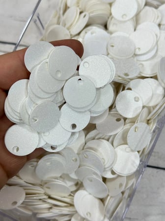 20 mm (2 cm) Simli Çanta, Supla, Patik Pulu 25 Gr 22 Simli Kırık Beyaz