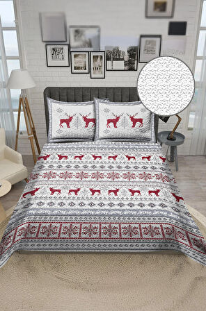 Parlak Kadife Kumaş Kapitoneli Çift Kişilik Yatak Örtüsü Seti (3 Parça) CKY0021