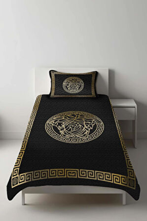 Parlak Kadife Kumaş Kapitoneli Tek Kişilik Yatak Örtüsü Seti (2 Parça) TKY0001