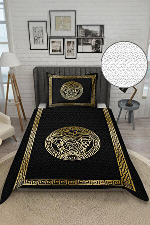 Parlak Kadife Kumaş Kapitoneli Tek Kişilik Yatak Örtüsü Seti (2 Parça) TKY0001