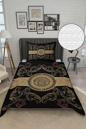 Parlak Kadife Kumaş Kapitoneli Tek Kişilik Yatak Örtüsü Seti (2 Parça) TKY0004