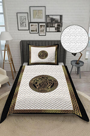 Parlak Kadife Kumaş Kapitoneli Tek Kişilik Yatak Örtüsü Seti (2 Parça) TKY0005