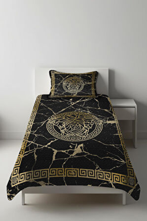 Parlak Kadife Kumaş Kapitoneli Tek Kişilik Yatak Örtüsü Seti (2 Parça) TKY0006