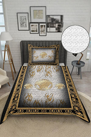 Parlak Kadife Kumaş Kapitoneli Tek Kişilik Yatak Örtüsü Seti (2 Parça) TKY0008