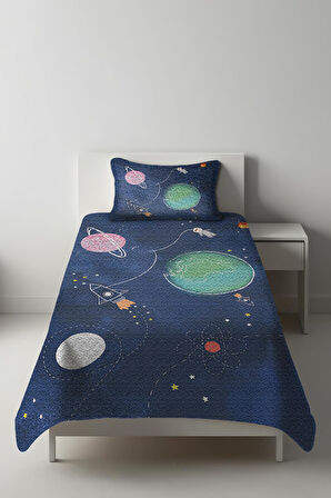 Parlak Kadife Kumaş Tek Kişilik Çocuk Yatak Örtüsü Seti (2 Parça) TKY0010