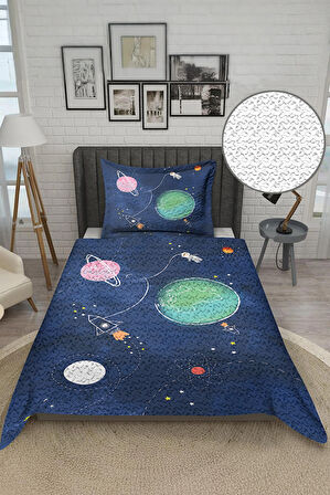 Parlak Kadife Kumaş Tek Kişilik Çocuk Yatak Örtüsü Seti (2 Parça) TKY0010