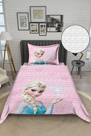 Parlak Kadife Kumaş Tek Kişilik Çocuk Yatak Örtüsü Seti (2 Parça) TKY0017