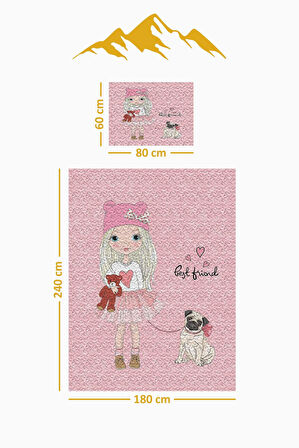 Parlak Kadife Kumaş Tek Kişilik Çocuk Yatak Örtüsü Seti (2 Parça) TKY0019