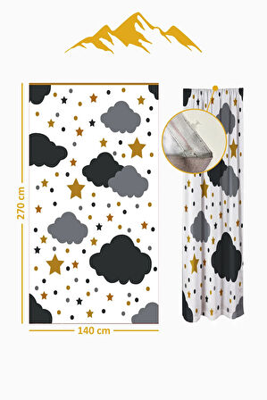 Parlak Saten Mikro Kumaş Çift Kanat Çocuk Odası Fon Perde Takımı PRD0030