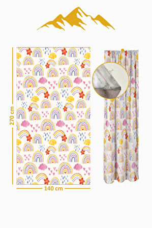 Parlak Saten Mikro Kumaş Çift Kanat Çocuk Odası Fon Perde Takımı PRD0031