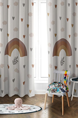 Parlak Saten Mikro Kumaş Çift Kanat Çocuk Odası Fon Perde Takımı PRD0032