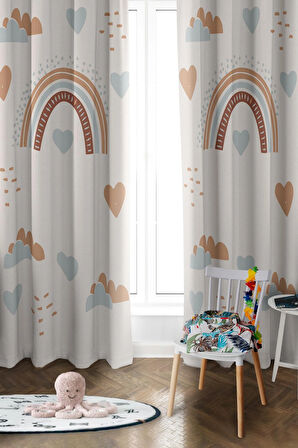 Parlak Saten Mikro Kumaş Çift Kanat Çocuk Odası Fon Perde Takımı PRD0033