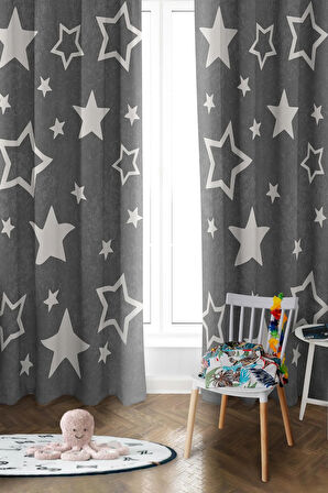 Parlak Saten Mikro Kumaş Çift Kanat Çocuk Odası Fon Perde Takımı PRD0035