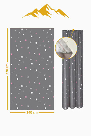 Parlak Saten Mikro Kumaş Çift Kanat Çocuk Odası Fon Perde Takımı PRD0036